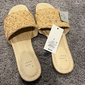 a new day Beige Woven Slide Sandals